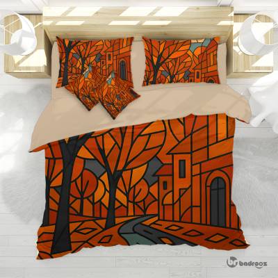 روتختی دو نفره طرح کوبیسم خیابان پاییزی