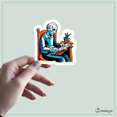 استیکر و برچسب پیکاسو در حال مطالعه