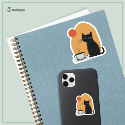 استیکر و برچسب طرح گربه در غروب آفتاب