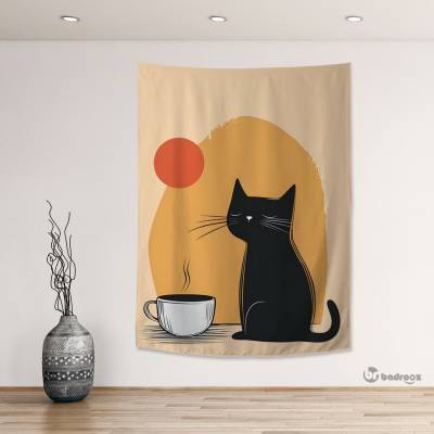 بک دراپ طرح گربه در غروب آفتاب