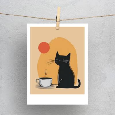 پولاروید(فتوکارت) طرح گربه در غروب آفتاب