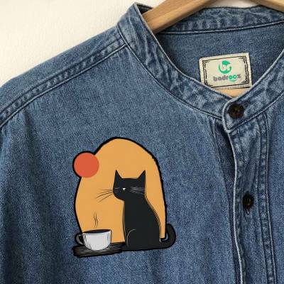 پچ حرارتی (برچسب لباس) طرح گربه در غروب آفتاب