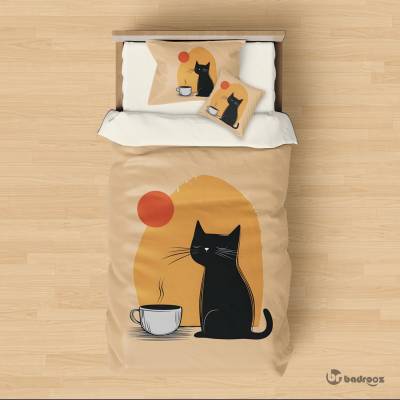 روتختی یک نفره طرح گربه در غروب آفتاب