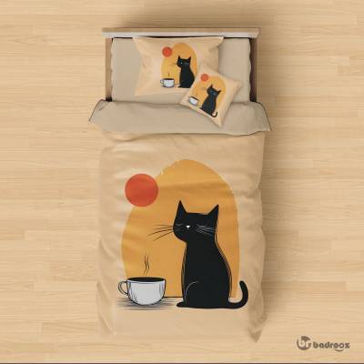 روتختی یک نفره طرح گربه در غروب آفتاب