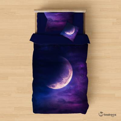 روتختی یک نفره ست روتختی و کوسن طرح کهکشان و ماه