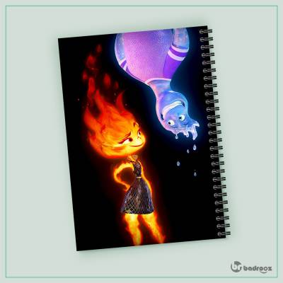 دفتر یادداشت دفتر فانتزی طرح انیمیشن آب و آتش (Elemental)