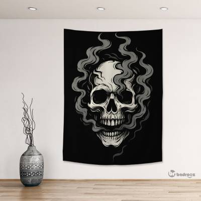 بک دراپ اسکلت در حال دود شدن