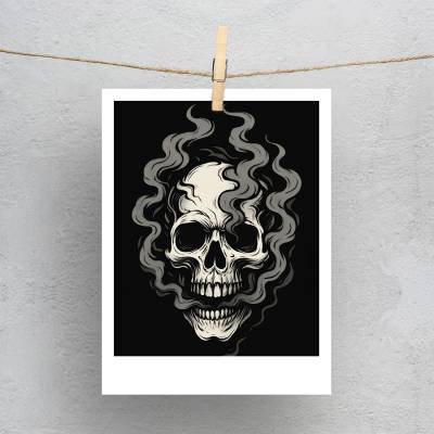 پولاروید(فتوکارت) اسکلت در حال دود شدن