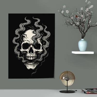 پوستر سیلک اسکلت در حال دود شدن