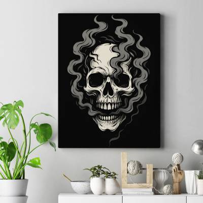 تابلو کنواس (بوم) اسکلت در حال دود شدن