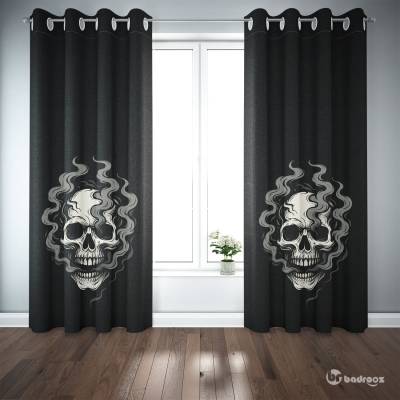 پرده پانچ اسکلت در حال دود شدن