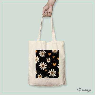 کیف خرید کتان (توت بگ) پترن گل بابونه