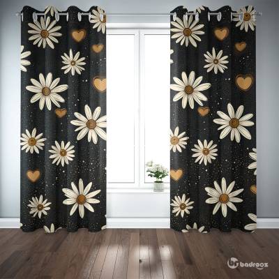 پرده پانچ پترن گل بابونه