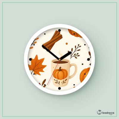 ساعت دیواری  قهوه در پاییز