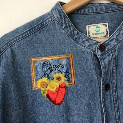 پچ حرارتی (برچسب لباس) قلب ونگوگ (۱)