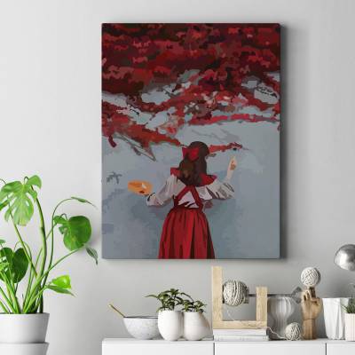 تابلو کنواس (بوم) دختر بهااری3