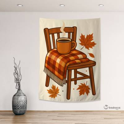 بک دراپ صندلی چوبی در پاییز