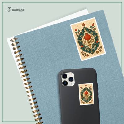 استیکر و برچسب نقوش اسلیمی سنتی با انار و شمعدان