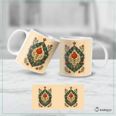 ماگ  نقوش اسلیمی سنتی با انار و شمعدان