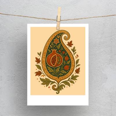 پولاروید(فتوکارت) بته‌جقه با انار