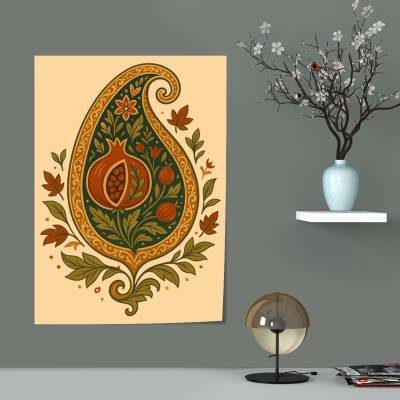 پوستر سیلک بته‌جقه با انار