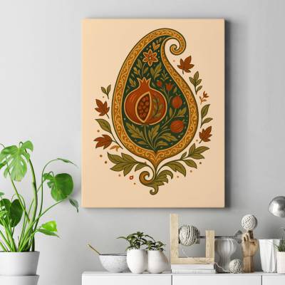 تابلو کنواس (بوم) بته‌جقه با انار