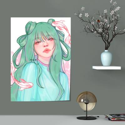 پوستر سیلک  Blossoms girl