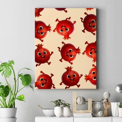 تابلو کنواس (بوم)  انار کارتونی بامزه