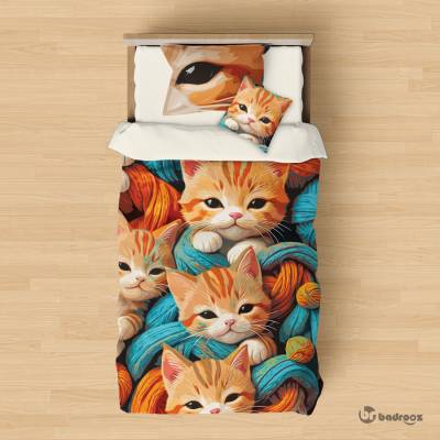 روتختی یک نفره بچه گربه و کاموا