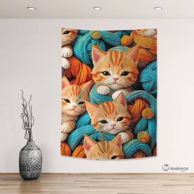 بک دراپ بچه گربه و کاموا