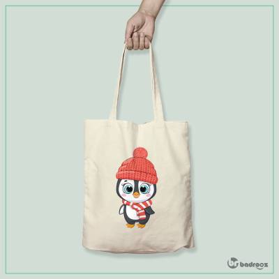 کیف خرید کتان (توت بگ) پنگوئن کارتونی