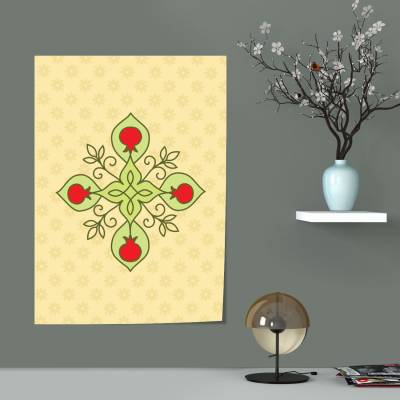 پوستر سیلک نقوش سنتی چلیپ و انار