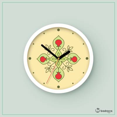 ساعت دیواری  نقوش سنتی چلیپ و انار