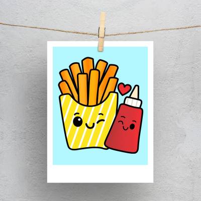 پولاروید(فتوکارت) طرح کارتونی سیب زمینی سرخ کرده و سس