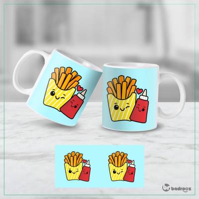 ماگ  طرح کارتونی سیب زمینی سرخ کرده و سس