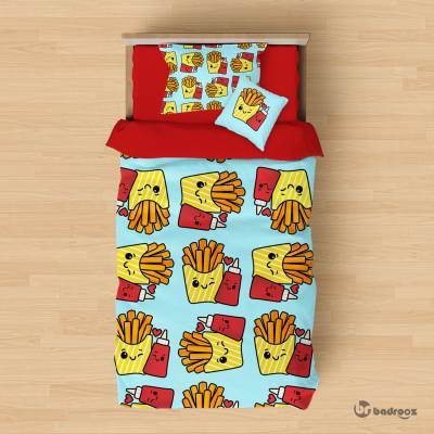 روتختی یک نفره طرح کارتونی سیب زمینی سرخ کرده و سس