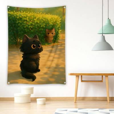 دراپ بنر گربه سیاه کنجکاو