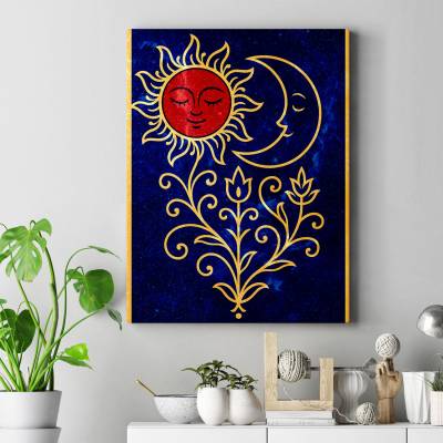 تابلو کنواس (بوم) خورشید و ماه اسلیمی