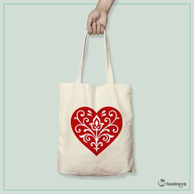 کیف خرید کتان (توت بگ) قلب اسلیمی