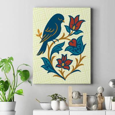 تابلو کنواس (بوم) مرغ مینا اسلیمی