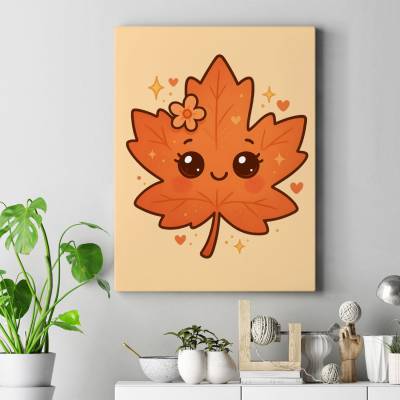 تابلو کنواس (بوم)  برگ پاییزی کارتونی