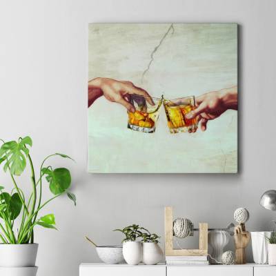 تابلو کنواس مربع (بوم) آفرینش آدم - The Creation of Adam