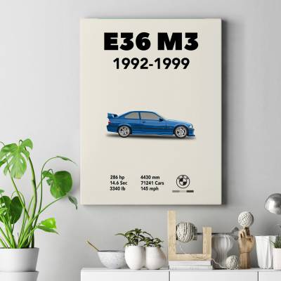 تابلو کنواس (بوم) بی ام و - BMW E36 M3