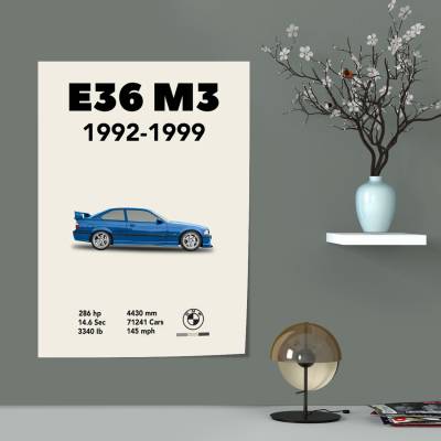 پوستر سیلک بی ام و - BMW E36 M3