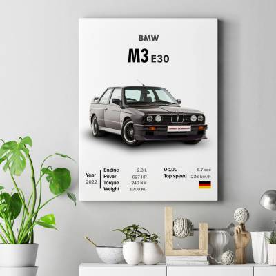 تابلو کنواس (بوم) بی ام و - BMW M3 E30