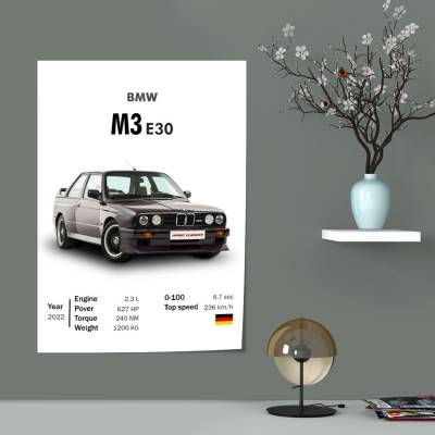 پوستر سیلک بی ام و - BMW M3 E30