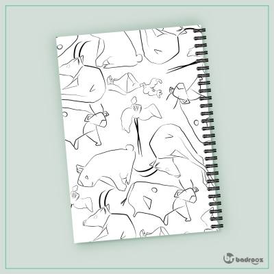 دفتر یادداشت پترن حیوانات -زمینه سفید