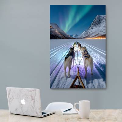 شاسی  سفر زمستانی با هاسکی‌ها زیر شفق قطبی