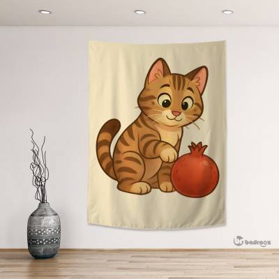 بک دراپ بچه گربه و انار