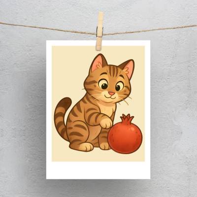 پولاروید(فتوکارت) بچه گربه و انار